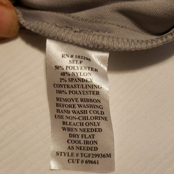 Gray Tan Sequin Tie Front Flutter Sleeve Blouse - Picture 6 of 7